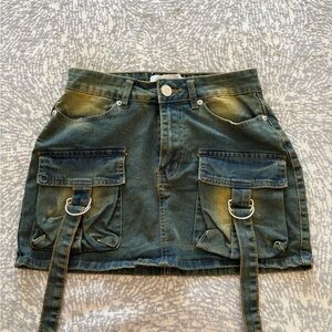 Denim Mini Skirt with Pockets
